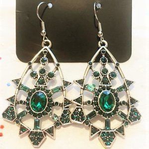 Paparazzi Green & Silver Earrings